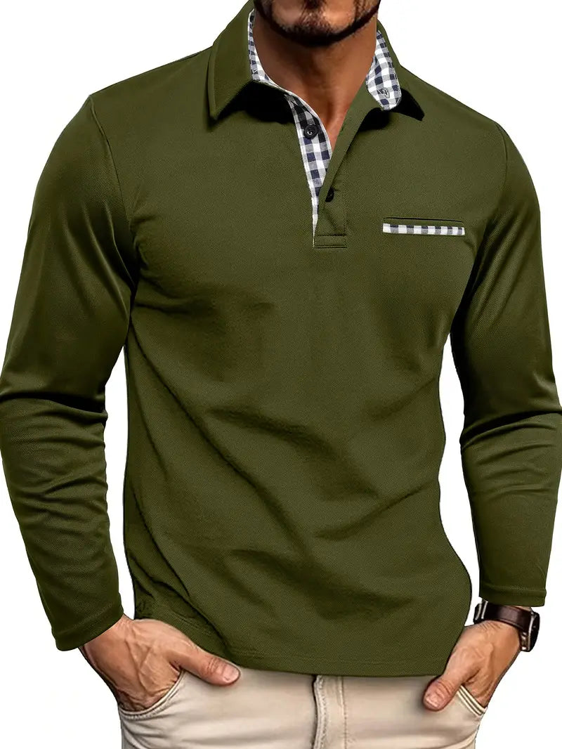 Hommes - Polo d'été classique à manches longues - Coton mélangé confortable - Mode décontractée pour homme