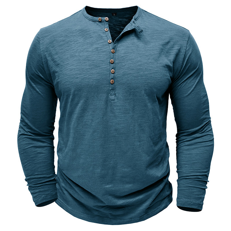 Hommes - Henley à manches longues - Coton doux - Chemise décontractée confortable pour tous les jours