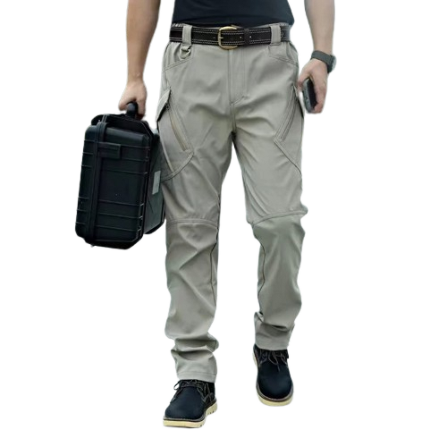 Hommes - Pantalon cargo - Taille élastique, poche zippée, séchage rapide - Pantalon pratique et confortable