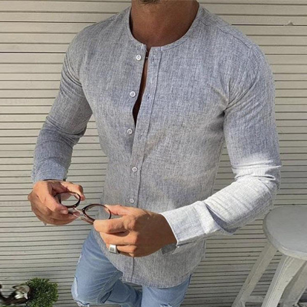 Hommes - Chemise en coton à manches longues - Design élégant et confortable - Mode essentielle et respirante