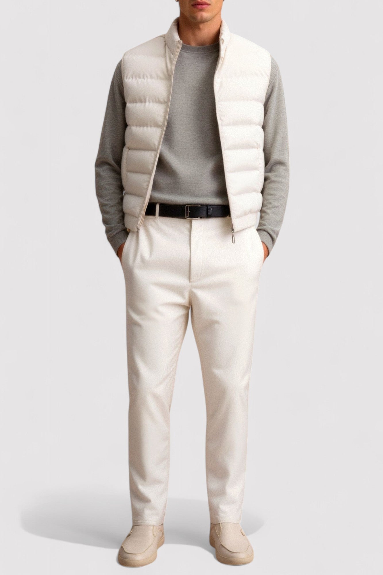 Hommes - Gilet d'affaires haut de gamme - Mélange de tissu - Col montant - Vêtement chic pour les occasions formelles