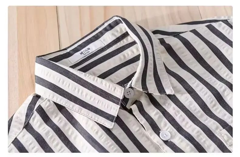 Hommes - Chemise à rayures - Mélange de coton doux - Élégante chemise décontractée pour toutes les occasions