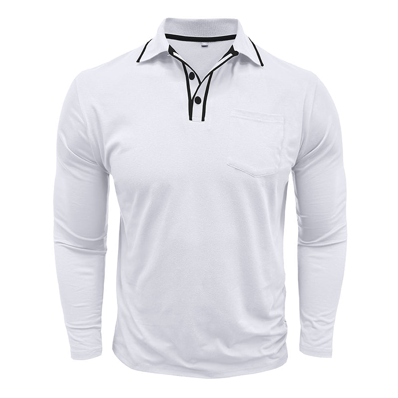 Hommes - Polo à manches longues - Coton doux - Tenue décontractée et élégante pour un style moderne