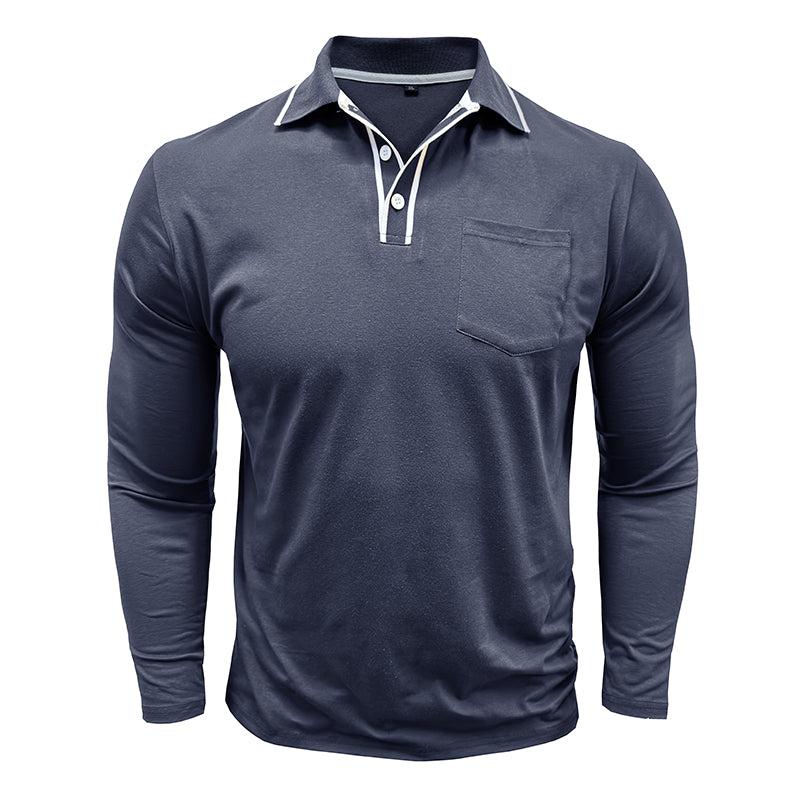 Hommes - Polo à manches longues - Coton doux - Tenue décontractée et élégante pour un style moderne
