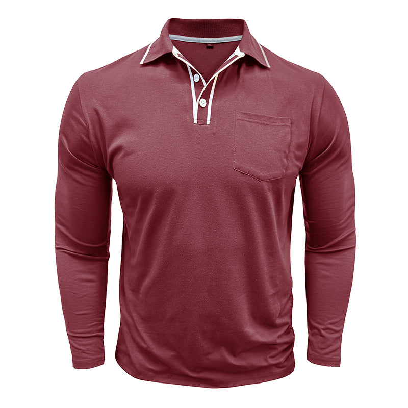 Hommes - Polo à manches longues - Coton doux - Tenue décontractée et élégante pour un style moderne