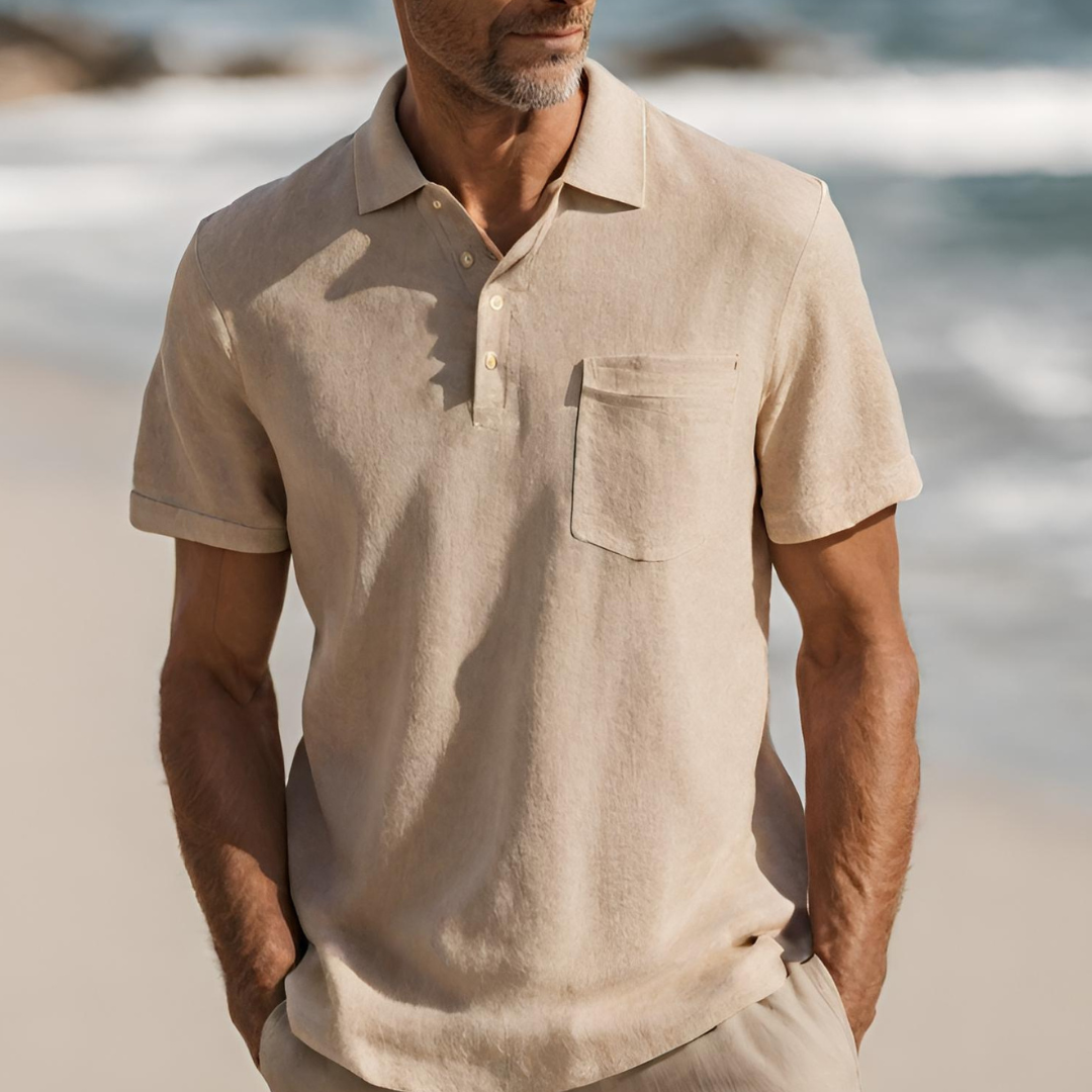 Hommes - Polo - Lin de luxe - Haut d'été léger et respirant - Confort et style