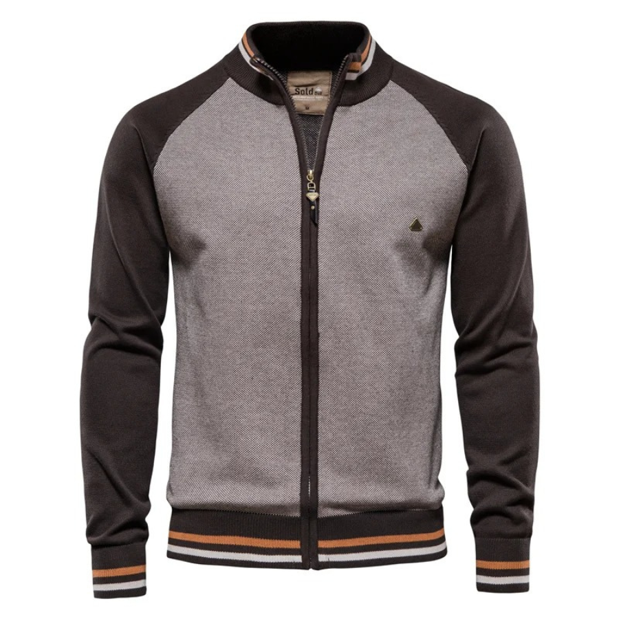 Cardigan Sportif - Fermeture Éclair et Manches Contrastées - Confortable et Élégant