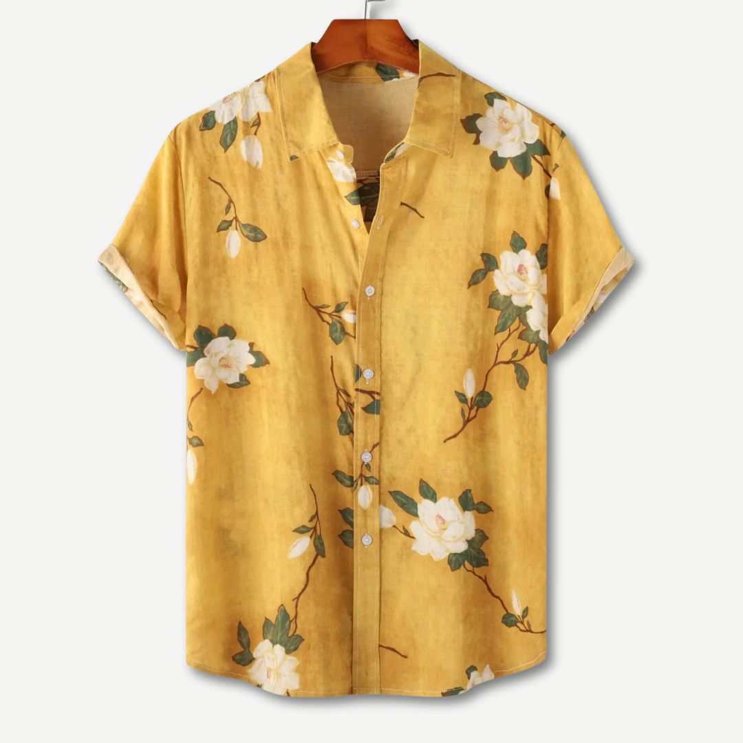 Hommes - Chemise Relaxed à Motif Floral - Coton Léger - Idéale pour un Été Confortable