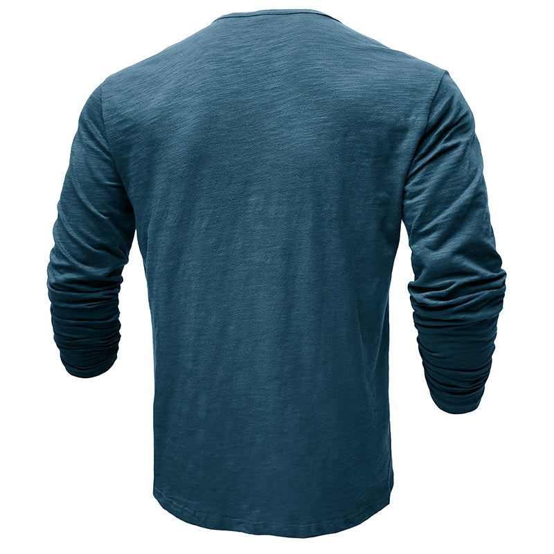 Hommes - Henley à manches longues - Coton doux - Chemise décontractée confortable pour tous les jours