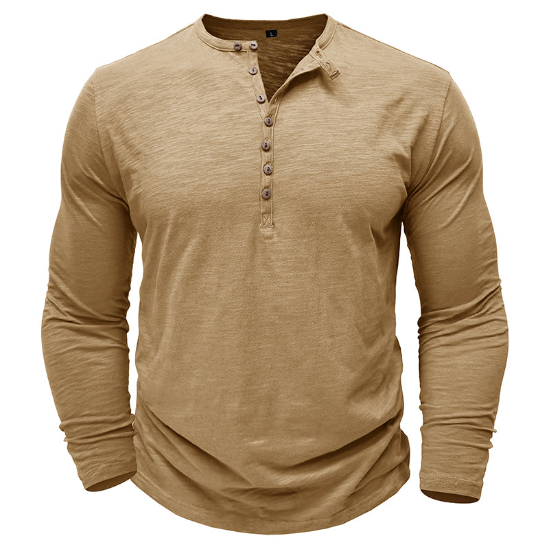 Hommes - Henley à manches longues - Coton doux - Chemise décontractée confortable pour tous les jours