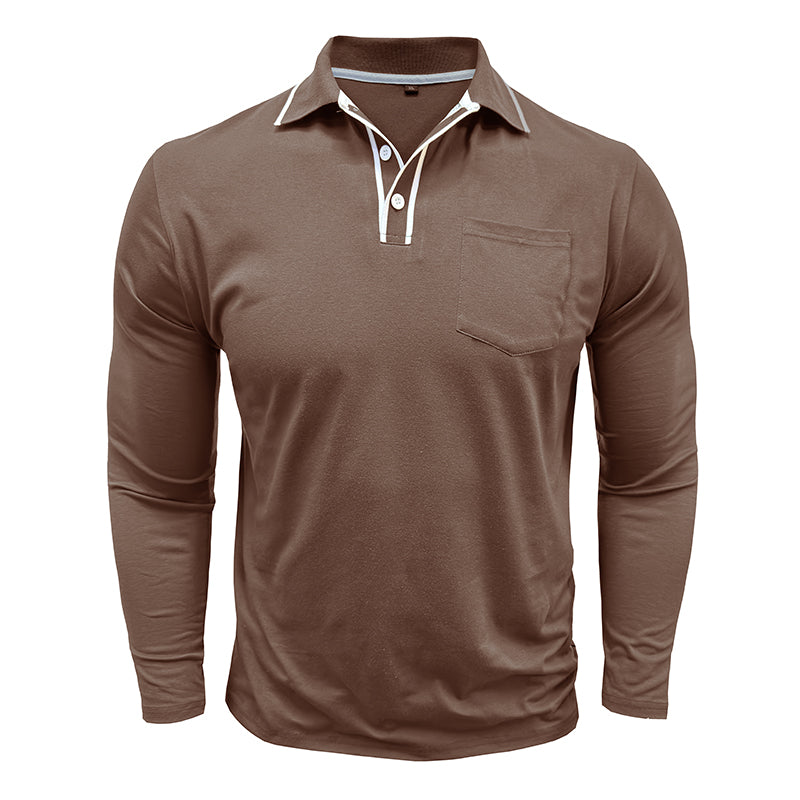 Hommes - Polo à manches longues - Coton doux - Tenue décontractée et élégante pour un style moderne