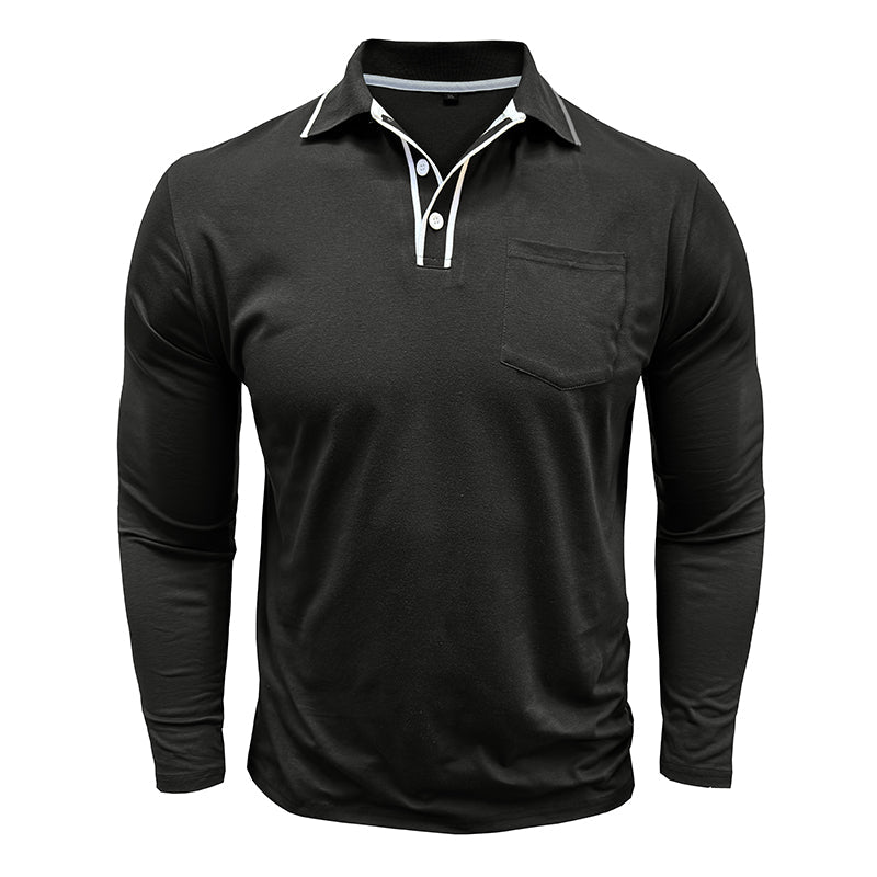 Hommes - Polo à manches longues - Coton doux - Tenue décontractée et élégante pour un style moderne