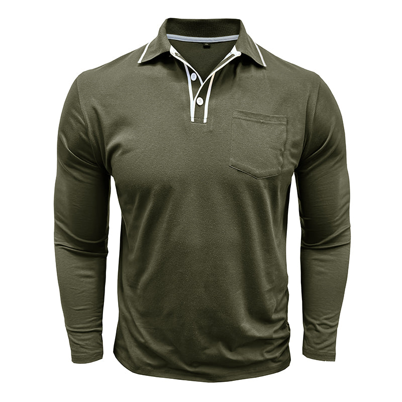 Hommes - Polo à manches longues - Coton doux - Tenue décontractée et élégante pour un style moderne