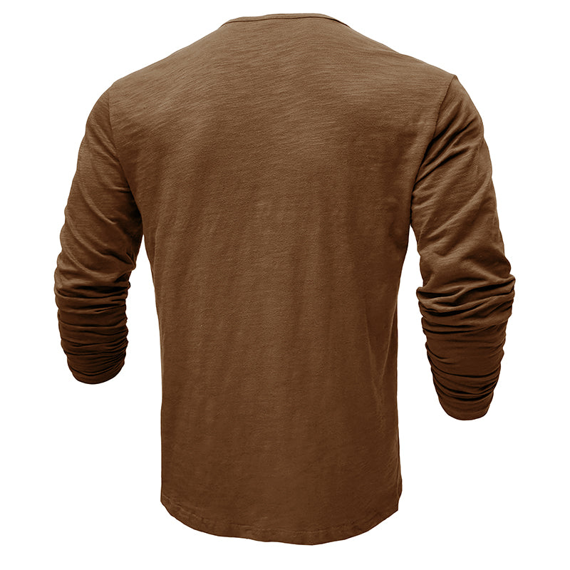 Hommes - Henley à manches longues - Coton doux - Chemise décontractée confortable pour tous les jours