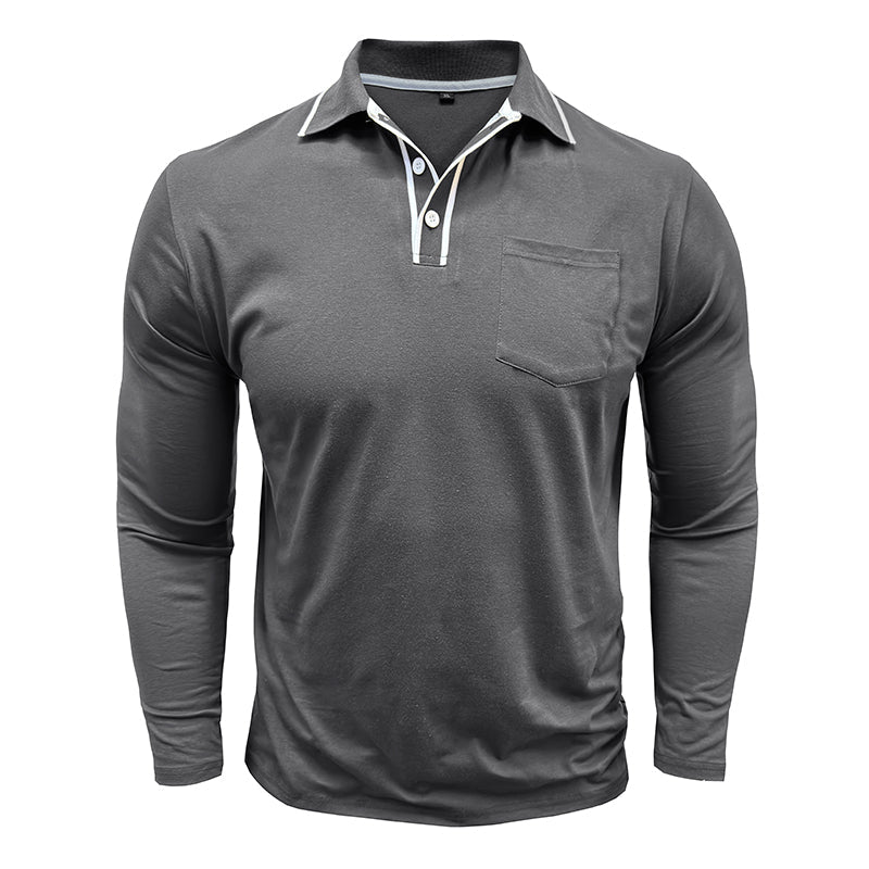 Hommes - Polo à manches longues - Coton doux - Tenue décontractée et élégante pour un style moderne
