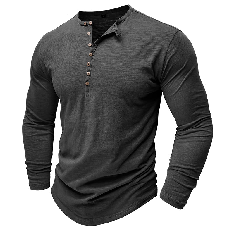 Hommes - Henley à manches longues - Coton doux - Chemise décontractée confortable pour tous les jours