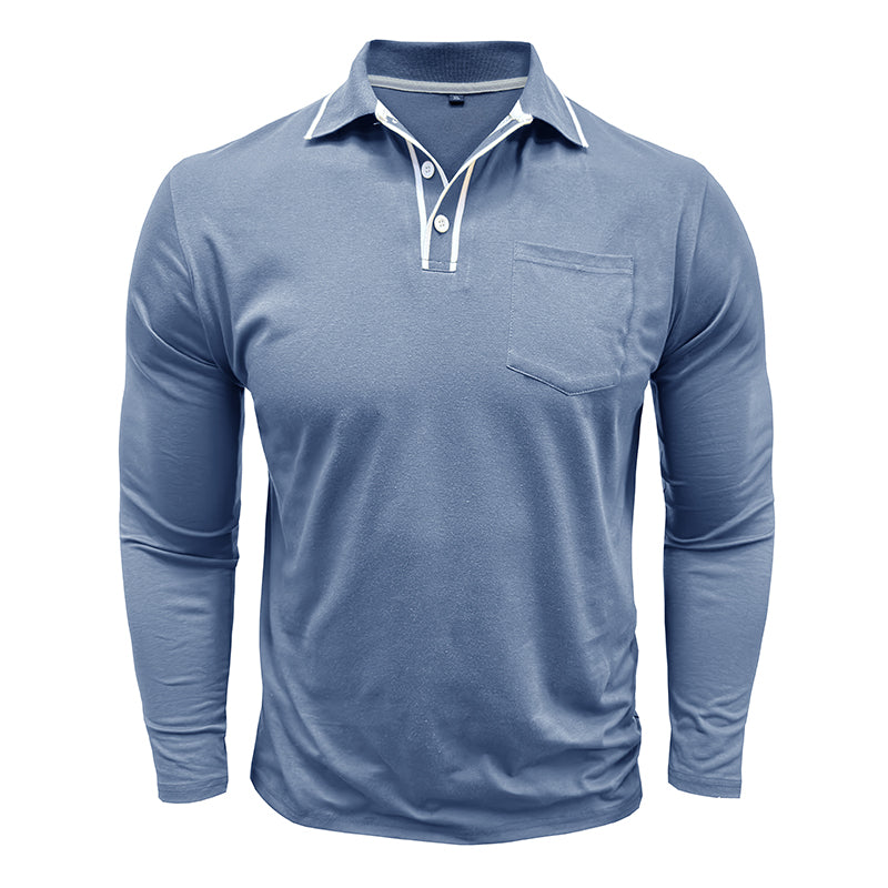 Hommes - Polo à manches longues - Coton doux - Tenue décontractée et élégante pour un style moderne