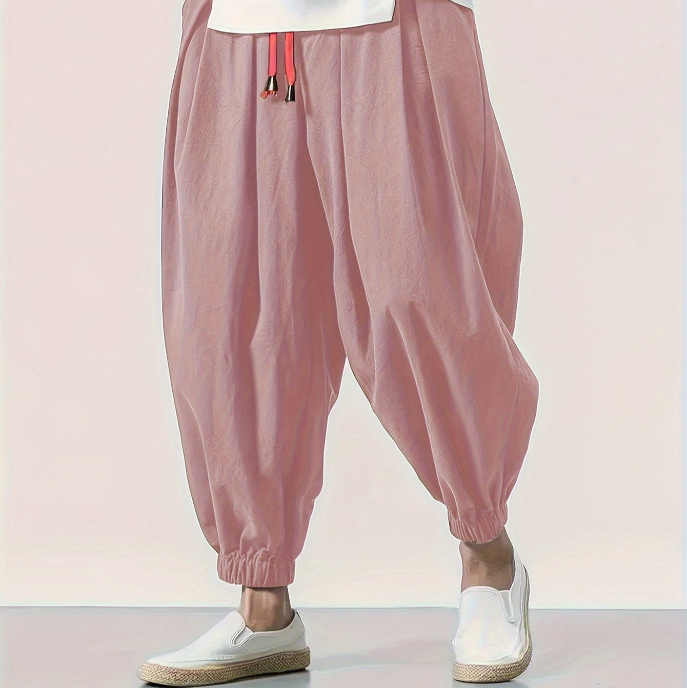 Homme - Pantalon de harem - Lin léger - Confortable et élégant pour un look décontracté