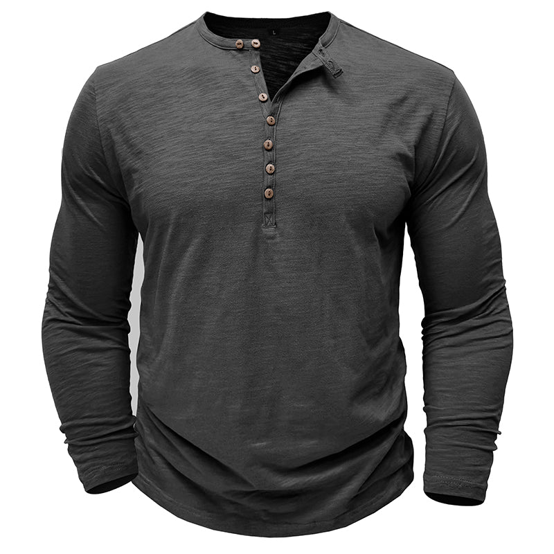 Hommes - Henley à manches longues - Coton doux - Chemise décontractée confortable pour tous les jours