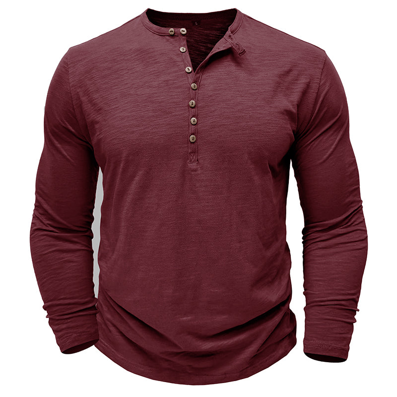 Hommes - Henley à manches longues - Coton doux - Chemise décontractée confortable pour tous les jours