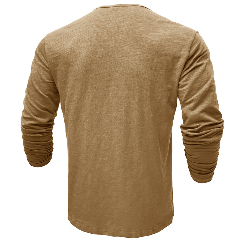 Hommes - Henley à manches longues - Coton doux - Chemise décontractée confortable pour tous les jours