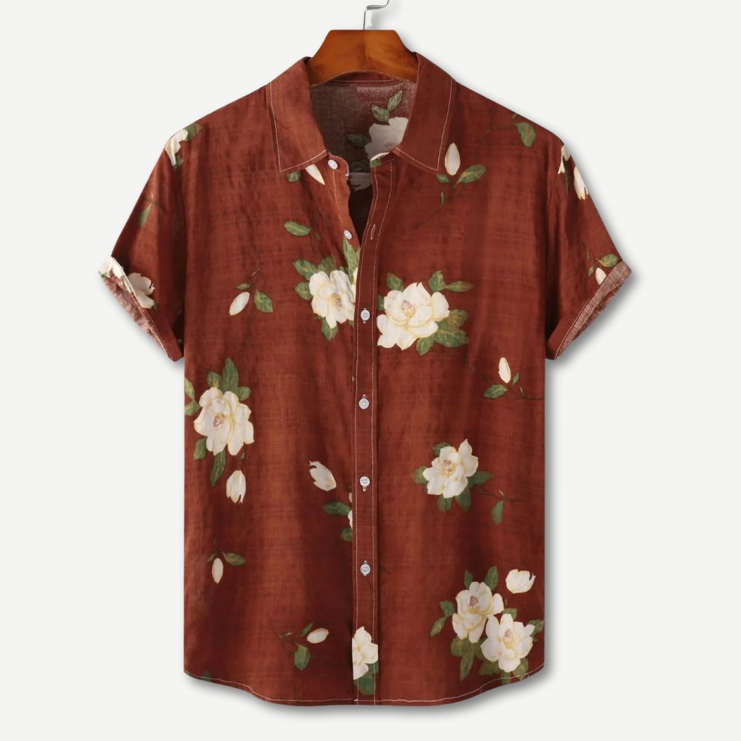 Hommes - Chemise Relaxed à Motif Floral - Coton Léger - Idéale pour un Été Confortable
