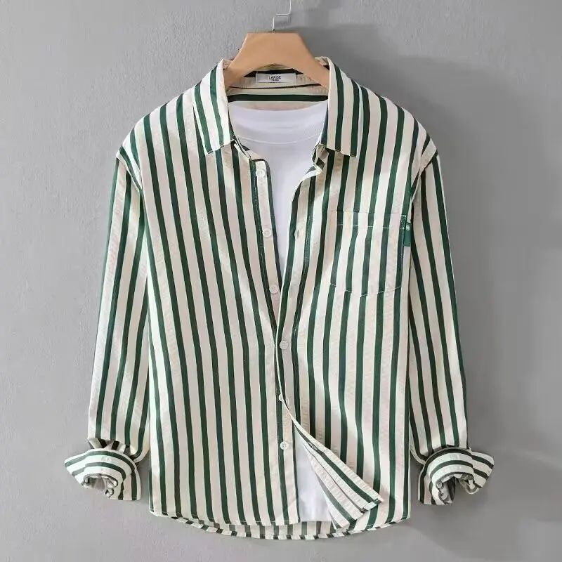 Hommes - Chemise à rayures - Mélange de coton doux - Élégante chemise décontractée pour toutes les occasions