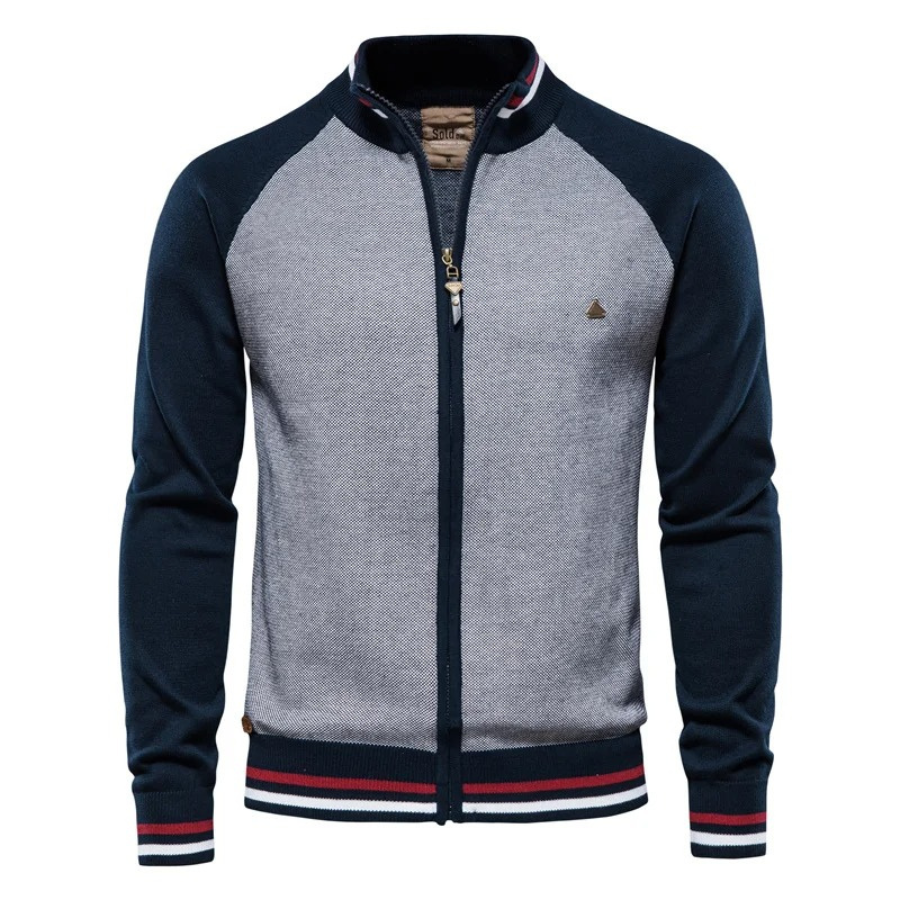 Cardigan Sportif - Fermeture Éclair et Manches Contrastées - Confortable et Élégant