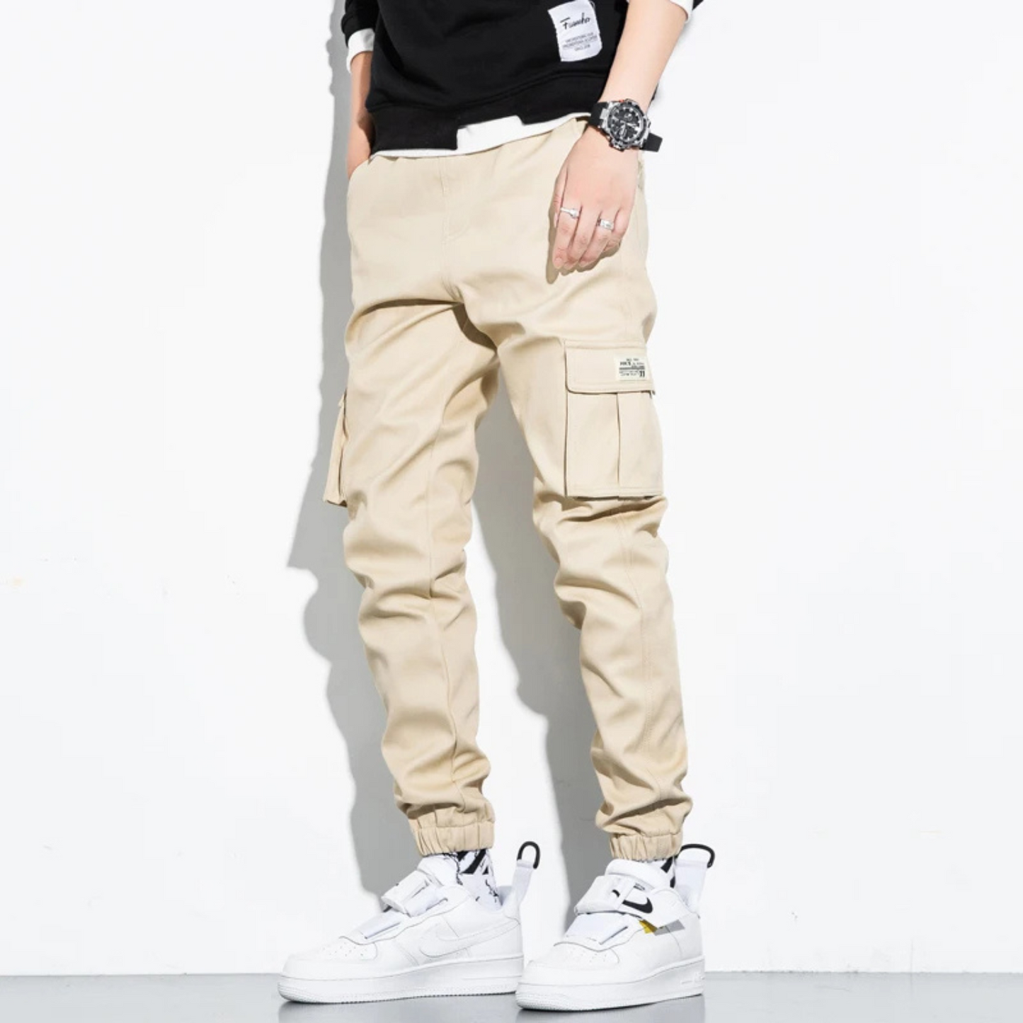 Hommes - Pantalon cargo grande taille - Cordon de serrage, poches multiples - Confort et commodité