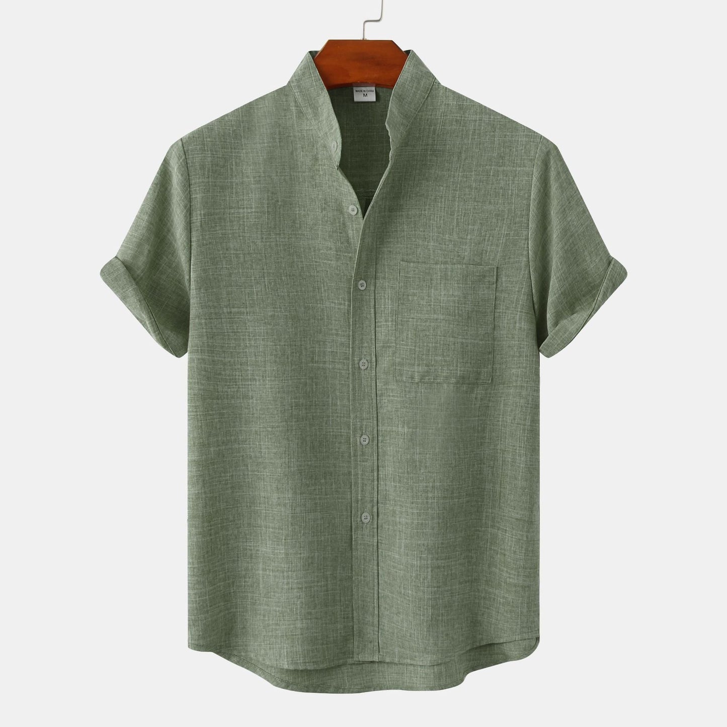 Hommes - Chemise en lin à manches courtes avec revers - Élégance décontractée pour l'été - Mode masculine
