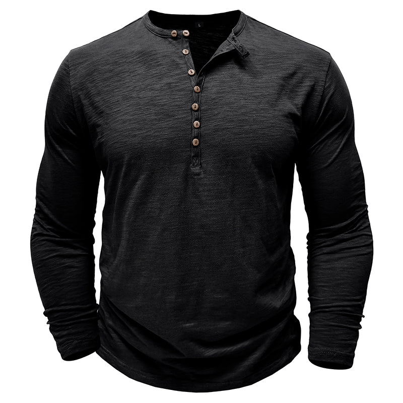 Hommes - Henley à manches longues - Coton doux - Chemise décontractée confortable pour tous les jours