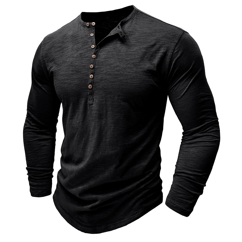 Hommes - Henley à manches longues - Coton doux - Chemise décontractée confortable pour tous les jours