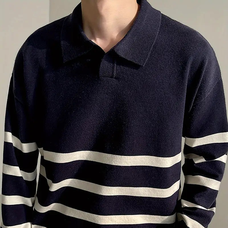 Hommes - Pull rayé chic - Tissu tricoté douillet - Tenue décontractée élégante pour un style moderne