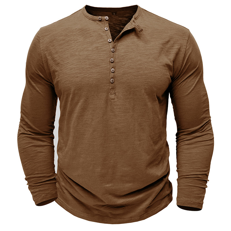 Hommes - Henley à manches longues - Coton doux - Chemise décontractée confortable pour tous les jours
