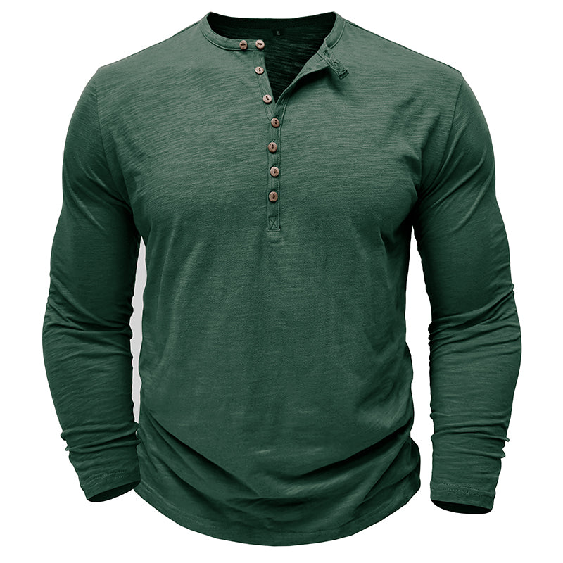 Hommes - Henley à manches longues - Coton doux - Chemise décontractée confortable pour tous les jours
