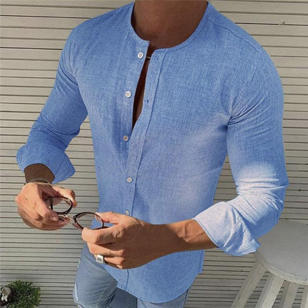 Hommes - Chemise en coton à manches longues - Design élégant et confortable - Mode essentielle et respirante