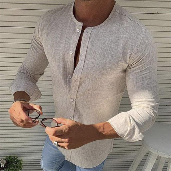 Hommes - Chemise en coton à manches longues - Design élégant et confortable - Mode essentielle et respirante