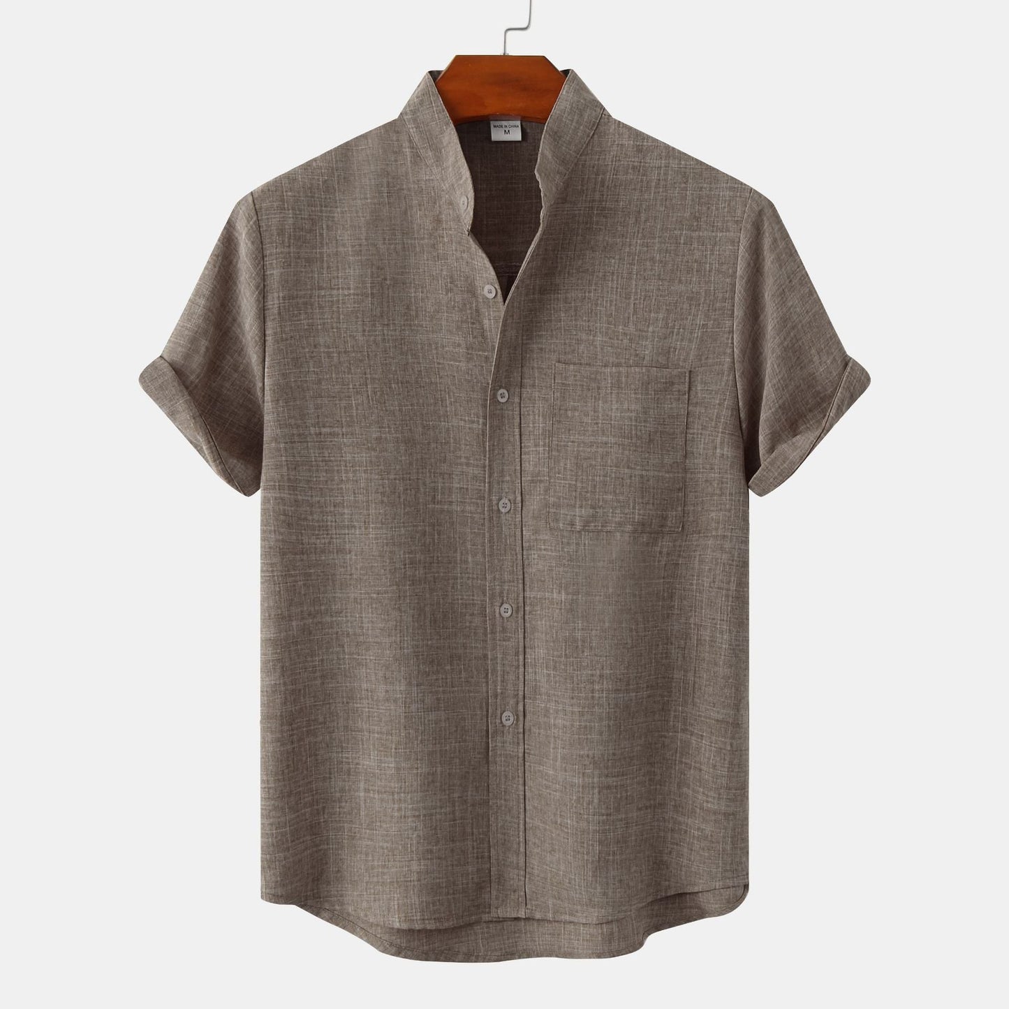 Hommes - Chemise en lin à manches courtes avec revers - Élégance décontractée pour l'été - Mode masculine