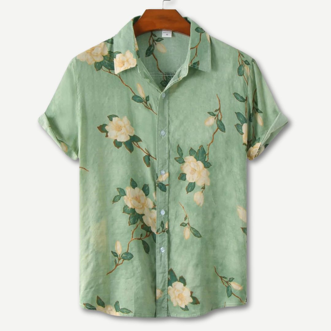 Hommes - Chemise Relaxed à Motif Floral - Coton Léger - Idéale pour un Été Confortable