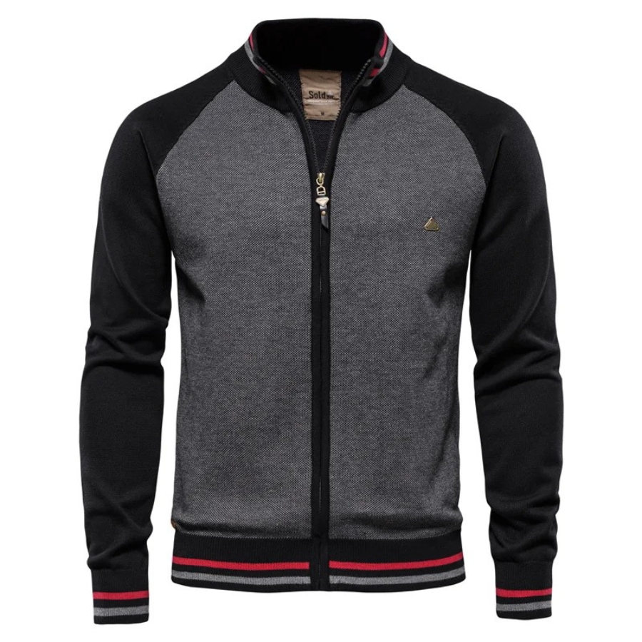 Cardigan Sportif - Fermeture Éclair et Manches Contrastées - Confortable et Élégant