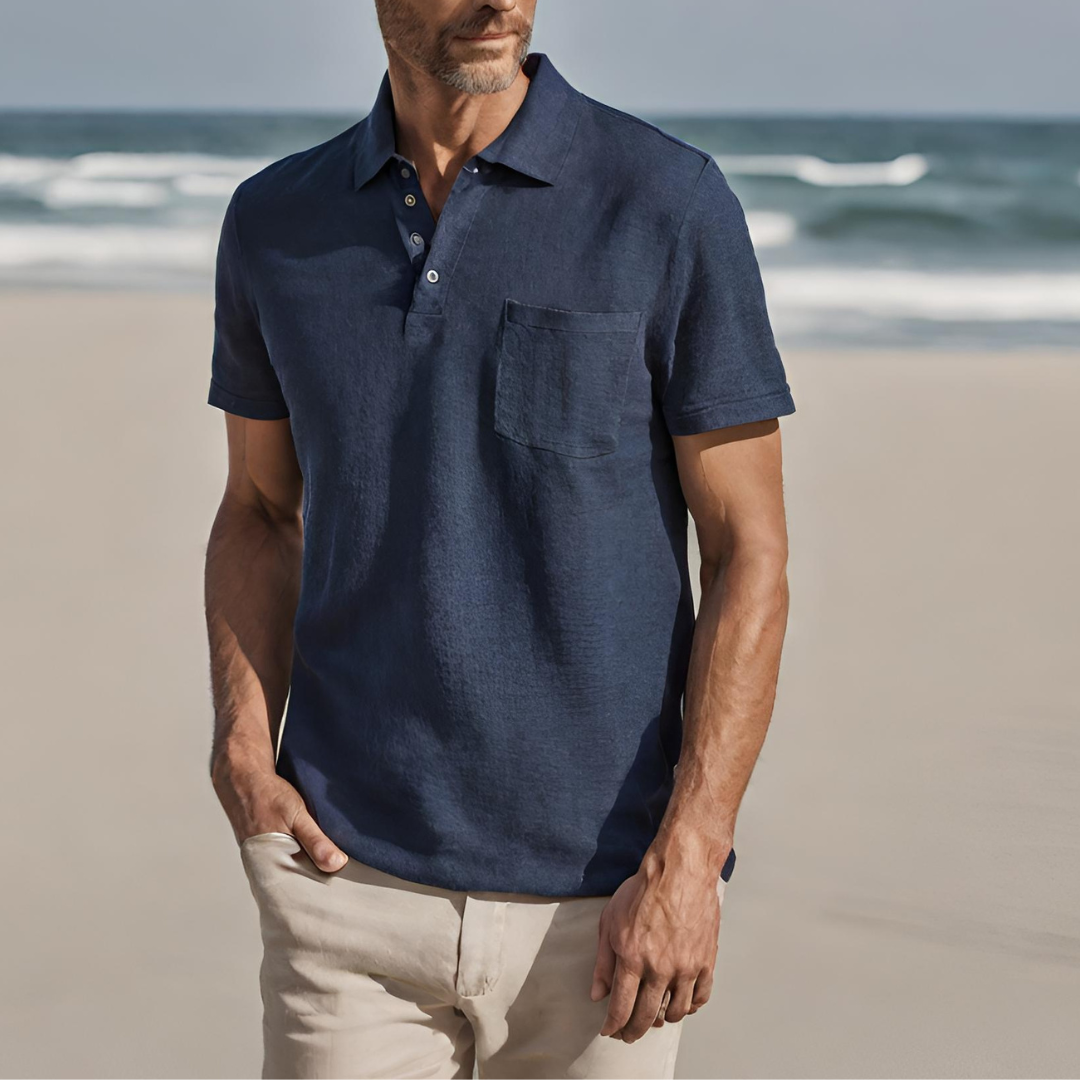 Hommes - Polo - Lin de luxe - Haut d'été léger et respirant - Confort et style