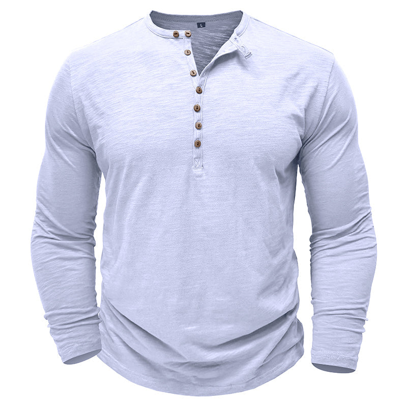 Hommes - Henley à manches longues - Coton doux - Chemise décontractée confortable pour tous les jours