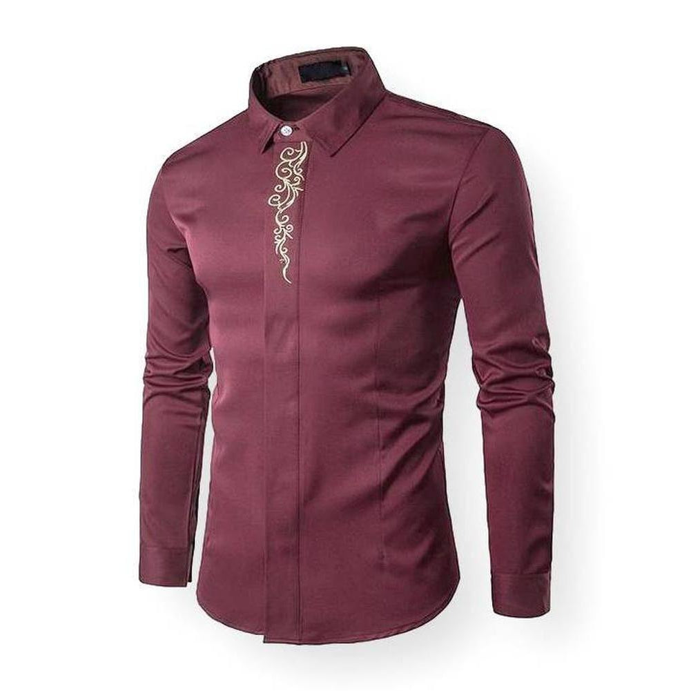 Hommes - Chemise habillée brodée - Coton - Élégance intemporelle - Parfaite pour les occasions spéciales