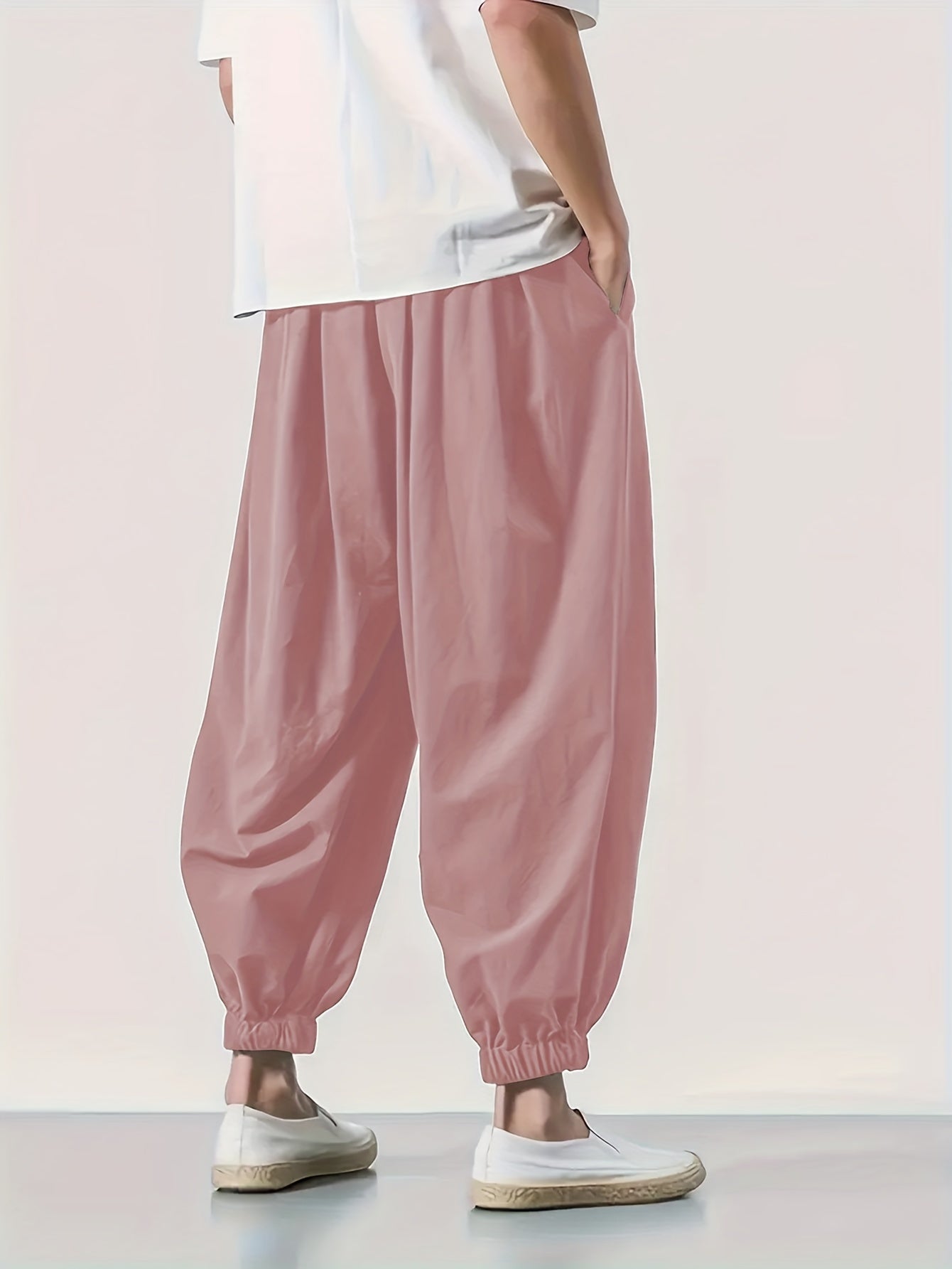 Homme - Pantalon de harem - Lin léger - Confortable et élégant pour un look décontracté