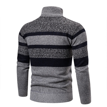 Hommes - Cardigan rayé en maille - Col montant confortable - Vêtement tendance pour un style décontracté
