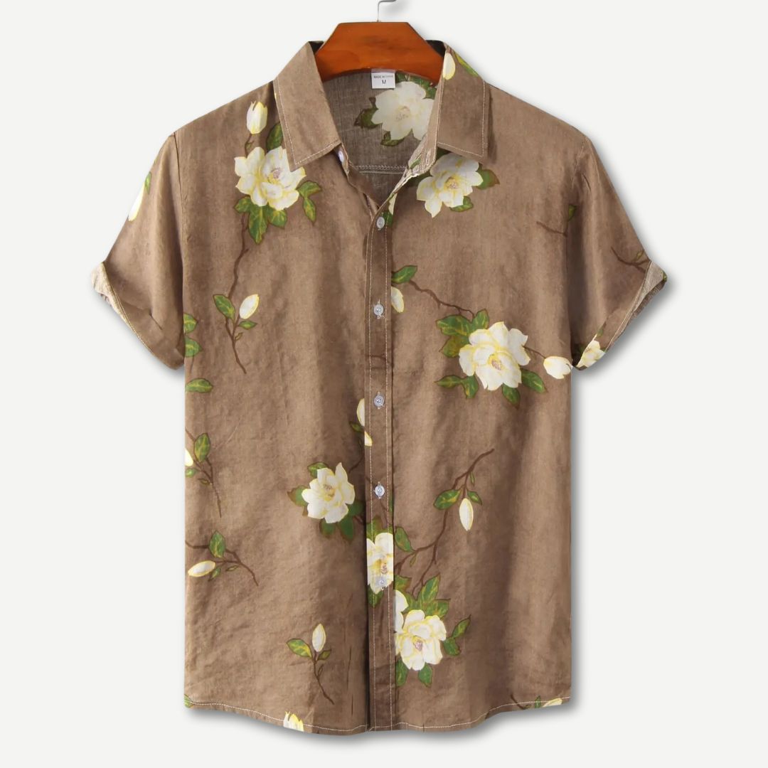 Hommes - Chemise Relaxed à Motif Floral - Coton Léger - Idéale pour un Été Confortable