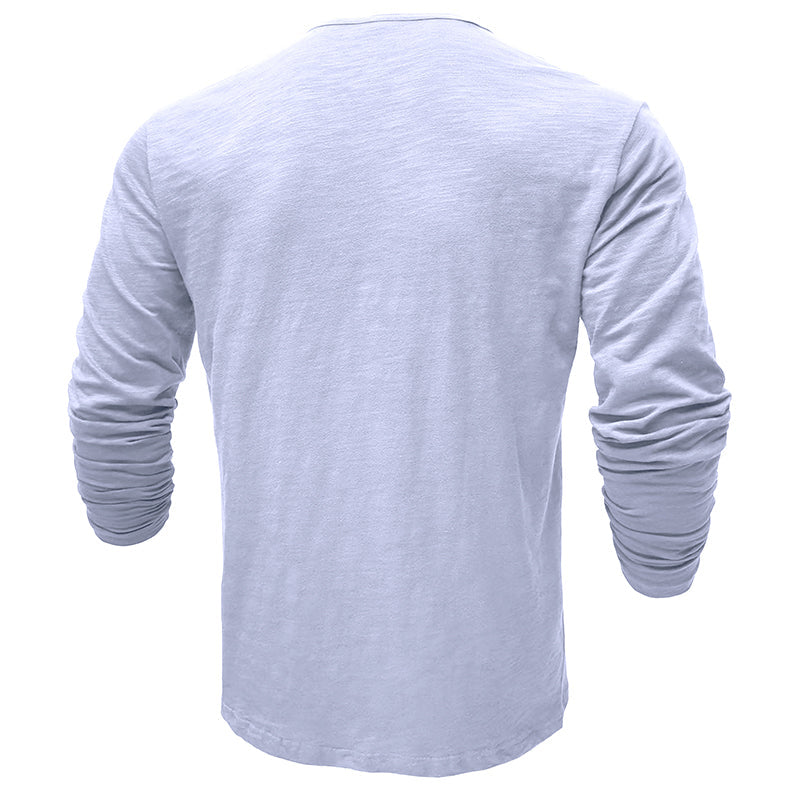 Hommes - Henley à manches longues - Coton doux - Chemise décontractée confortable pour tous les jours