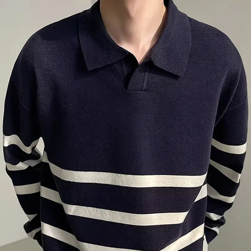 Hommes - Pull rayé chic - Tissu tricoté douillet - Tenue décontractée élégante pour un style moderne