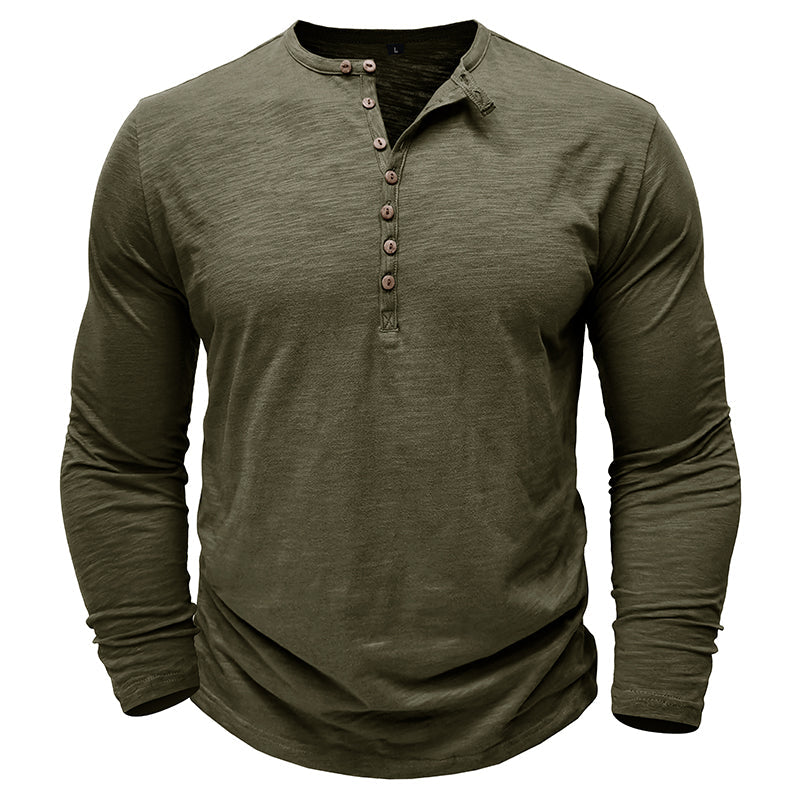 Hommes - Henley à manches longues - Coton doux - Chemise décontractée confortable pour tous les jours