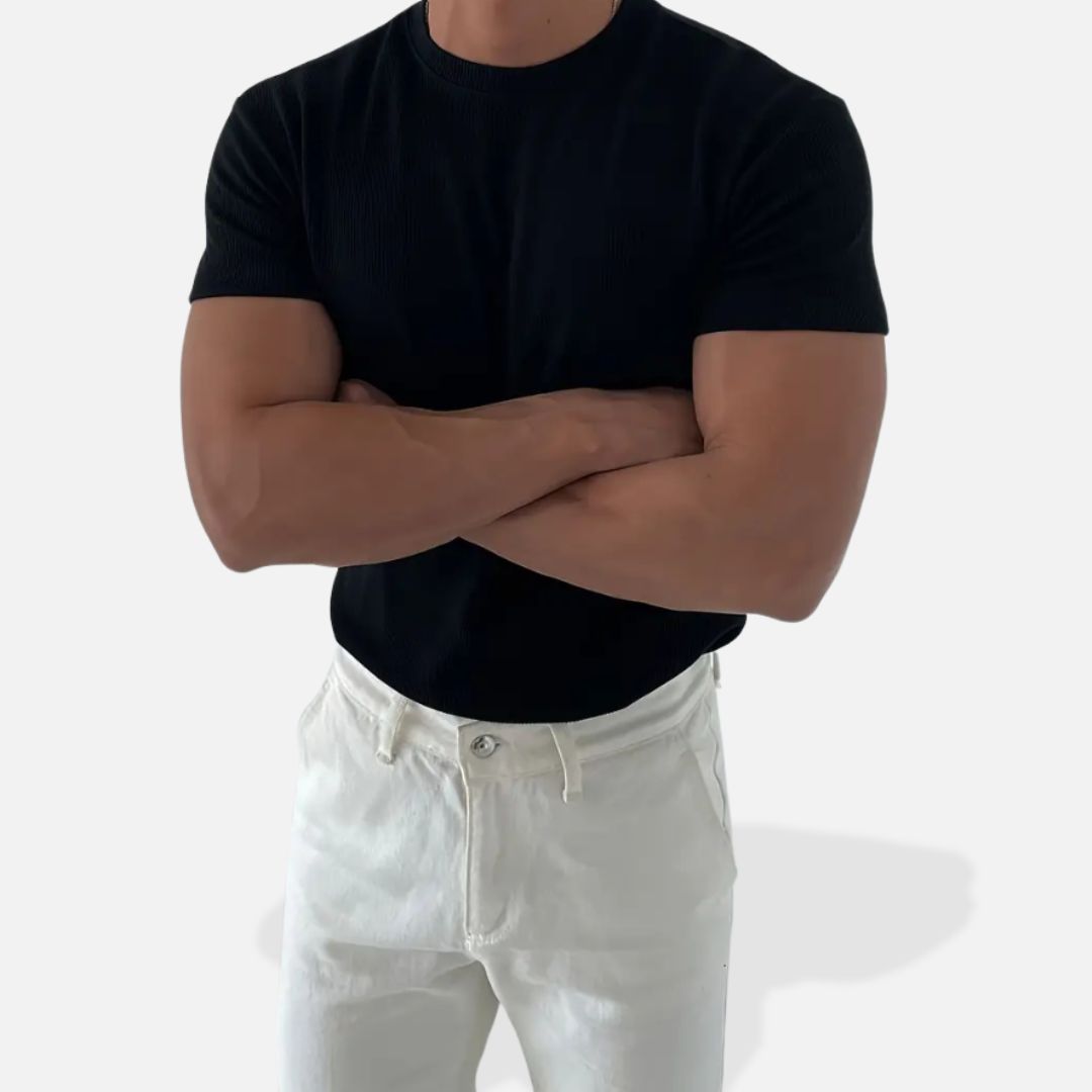 Hommes - T-Shirt Sportif Slim Fit - Mélange de Coton Confortable - Idéal pour les Activités Sportives